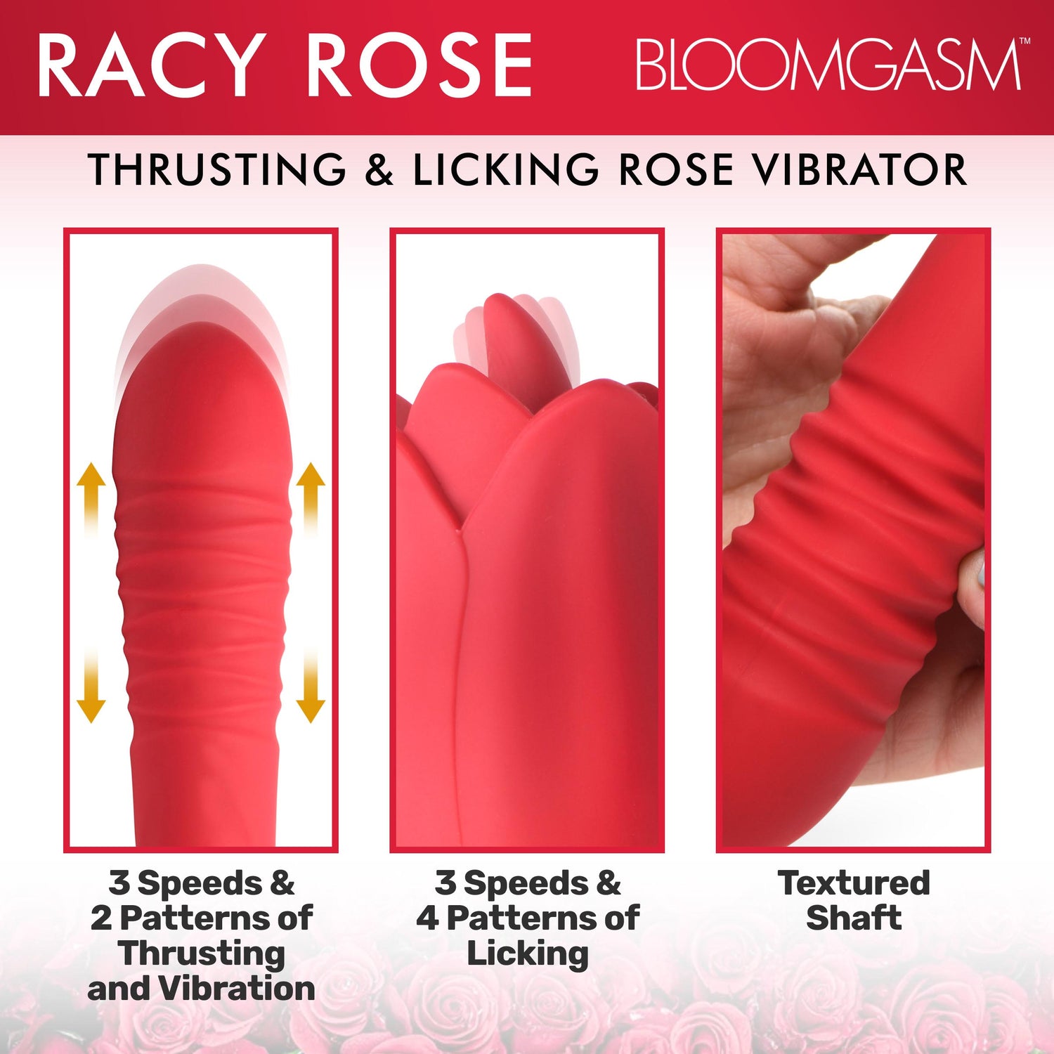 Racy Rose Thrusting and Licking Rose Vibrator