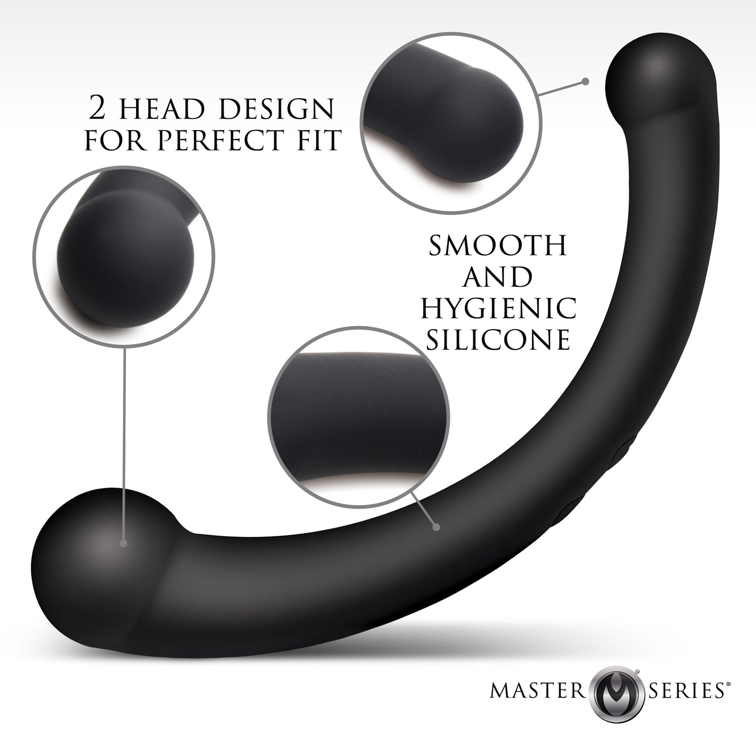 10X Vibra-Crescent Vibrating Silicone Dual-Ended Dildo - Black