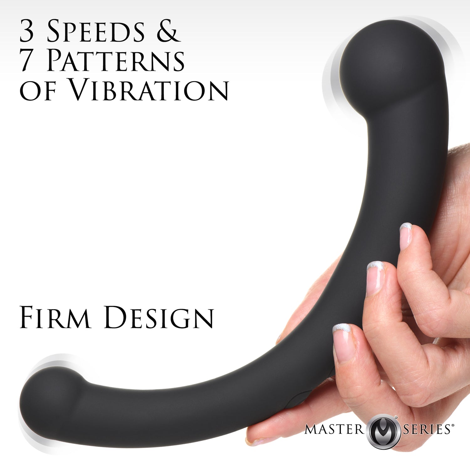 10X Vibra-Crescent Vibrating Silicone Dual-Ended Dildo - Black