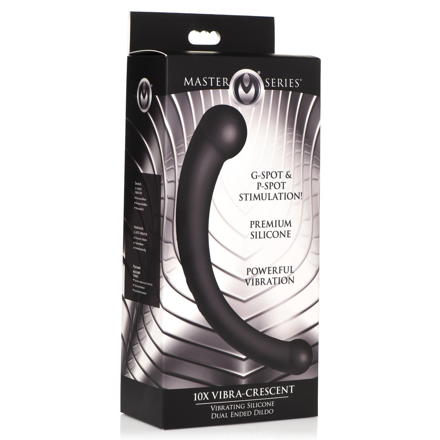 10X Vibra-Crescent Vibrating Silicone Dual-Ended Dildo - Black