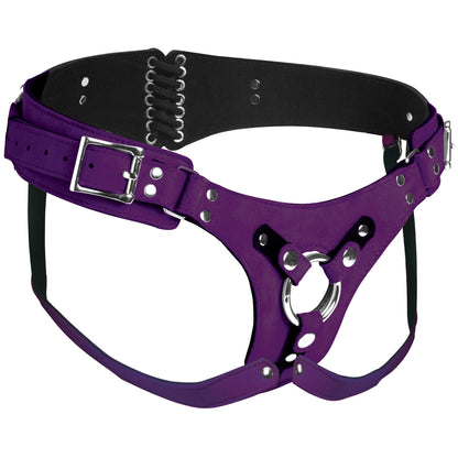 Bodice Deluxe Leather Corset Harness - Purple