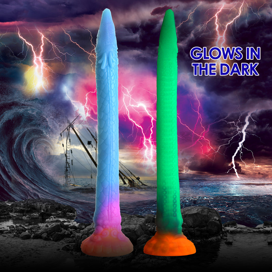 Makara Glow-in-the-Dark Silicone Snake Dildo