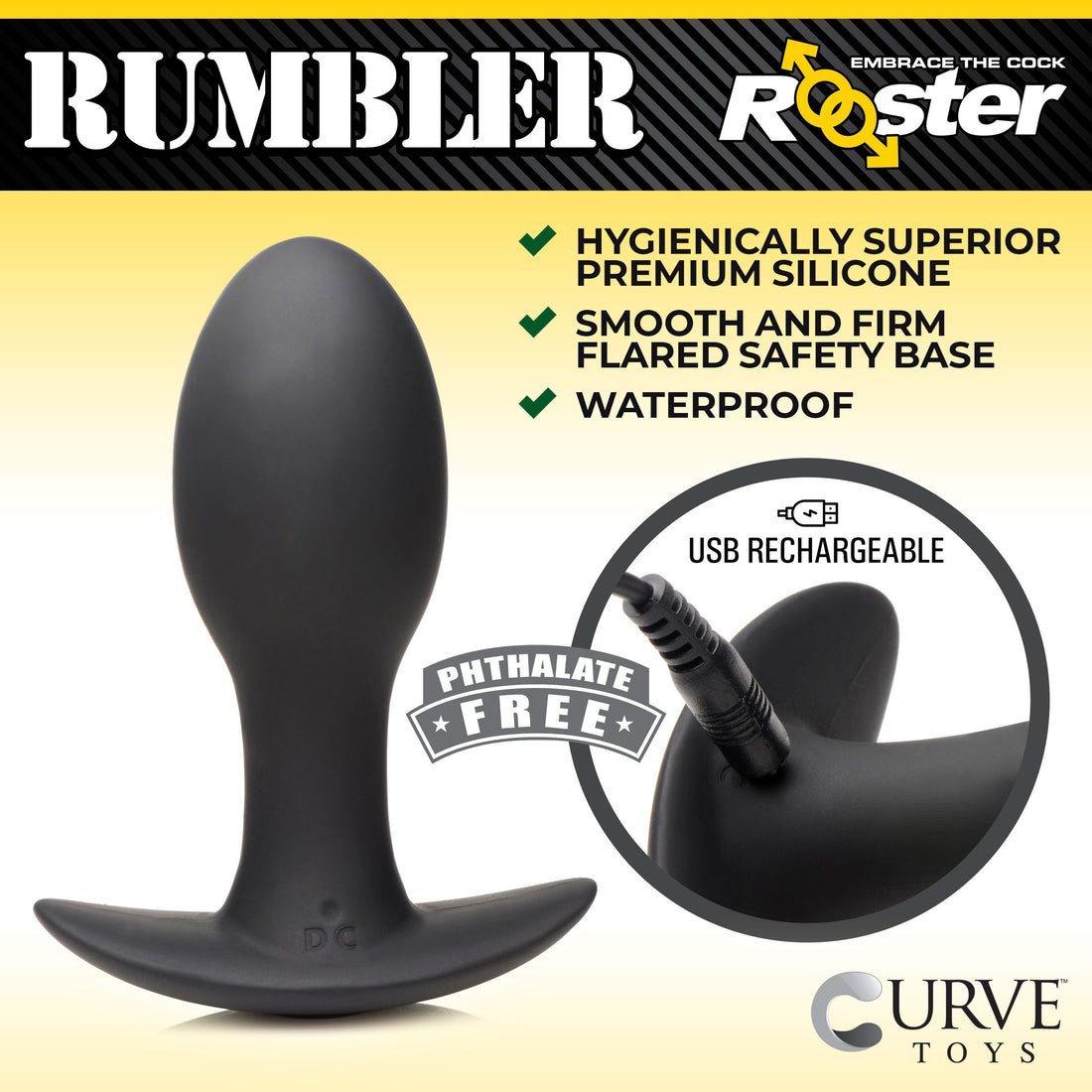 Rumbler Vibrating Silicone Butt Plug - Medium