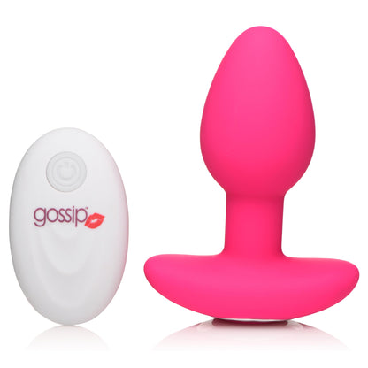 10X Pop Rocker Vibrating Silicone Plug with Remote - Magenta