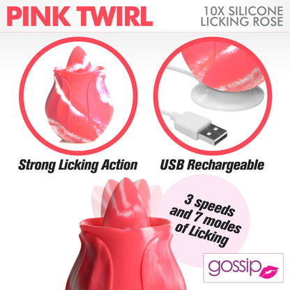 10X Pink Twirl Silicone Licking Rose