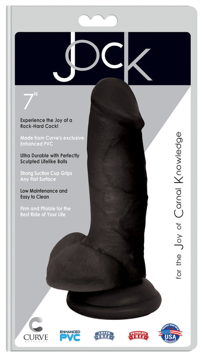 Jock 7 Inch Dildo with Balls - Black