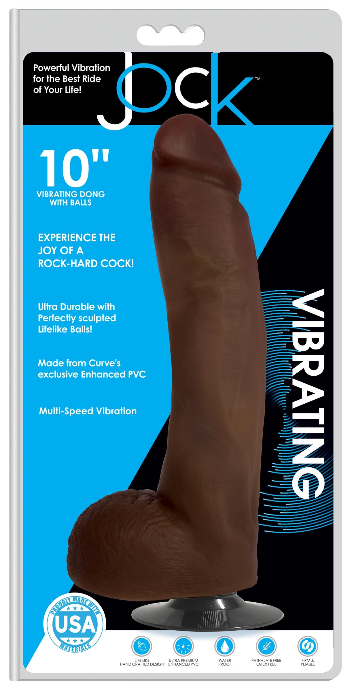 Jock Dark Vibrating Dildo with Balls - 10 Inch