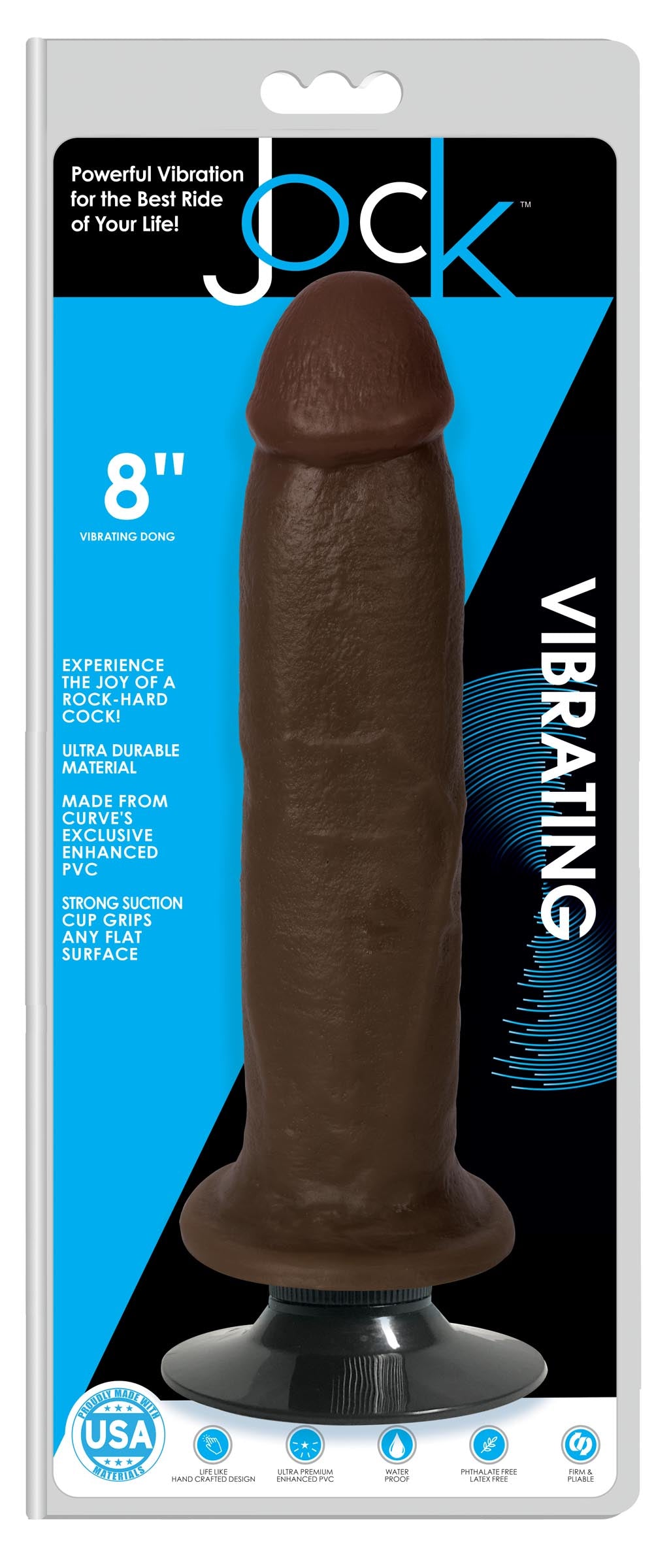 Jock Dark Vibrating Dildo - 8 Inch