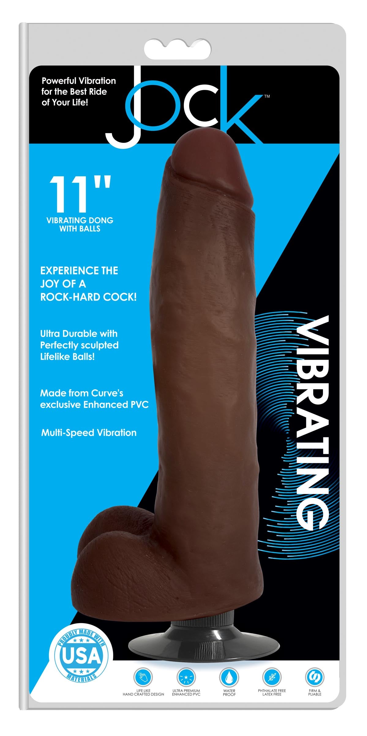 Jock Dark Vibrating Dildo with Balls - 11 Inch