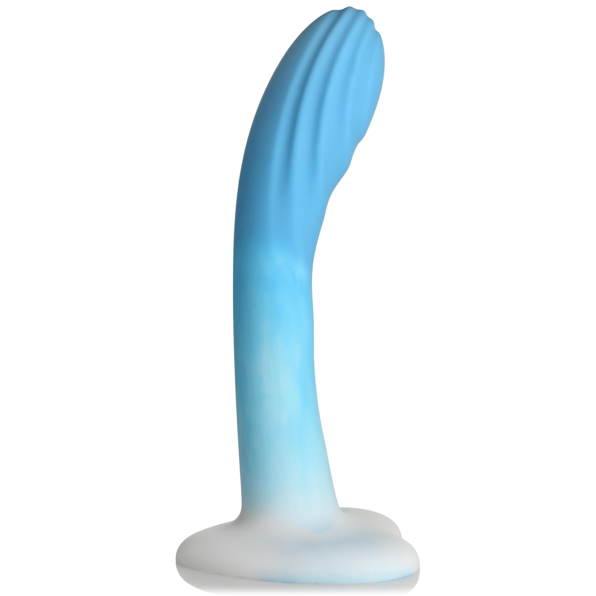 Rippled Silicone Blue and White Dildo