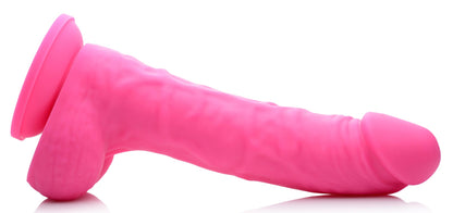 7 Inch Silicone Dildo with Balls - Cherry