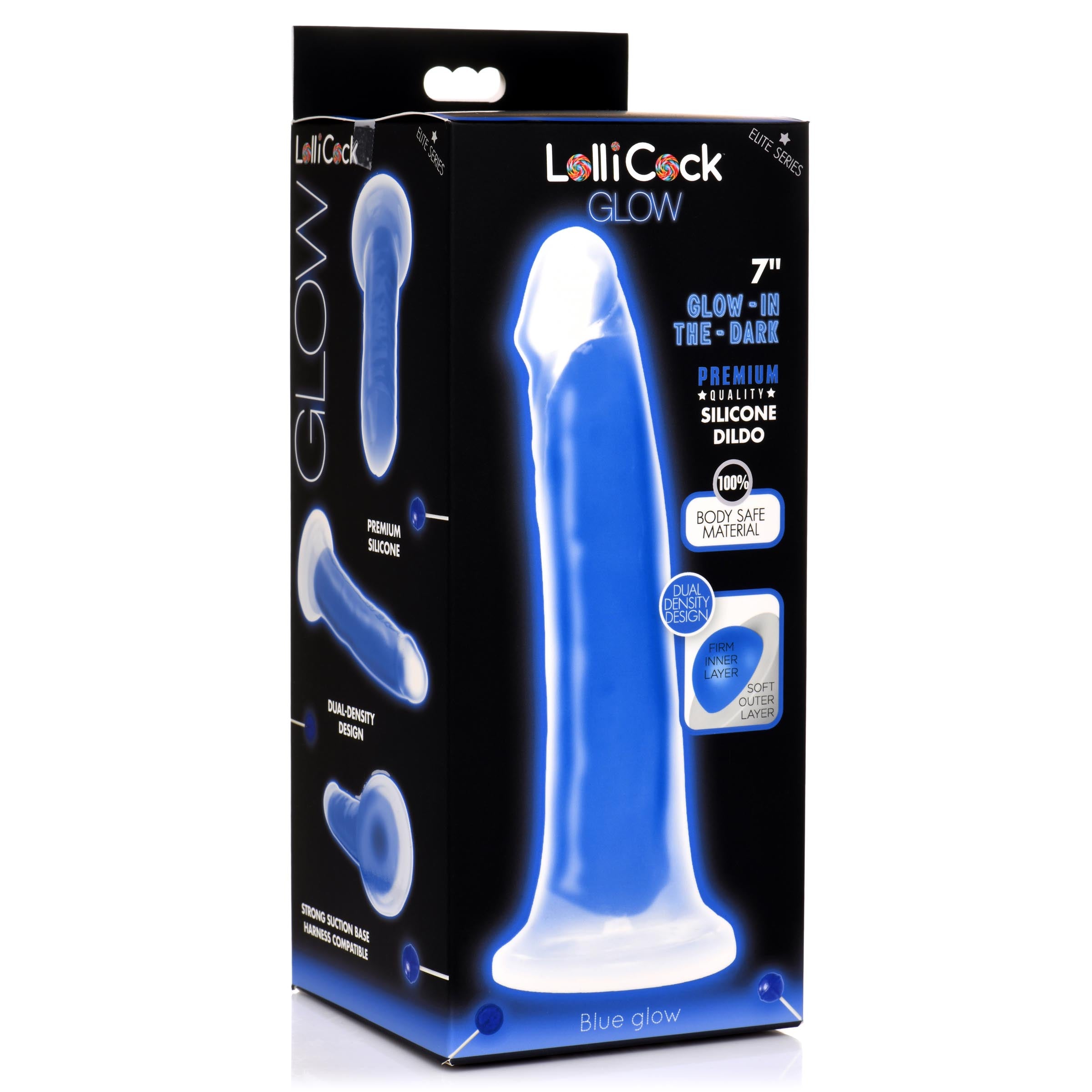 7 Inch Glow-in-the-Dark Silicone Dildo - Blue