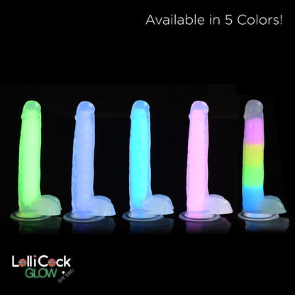 7 Inch Glow-in-the-Dark Rainbow Silicone Dildo with Balls