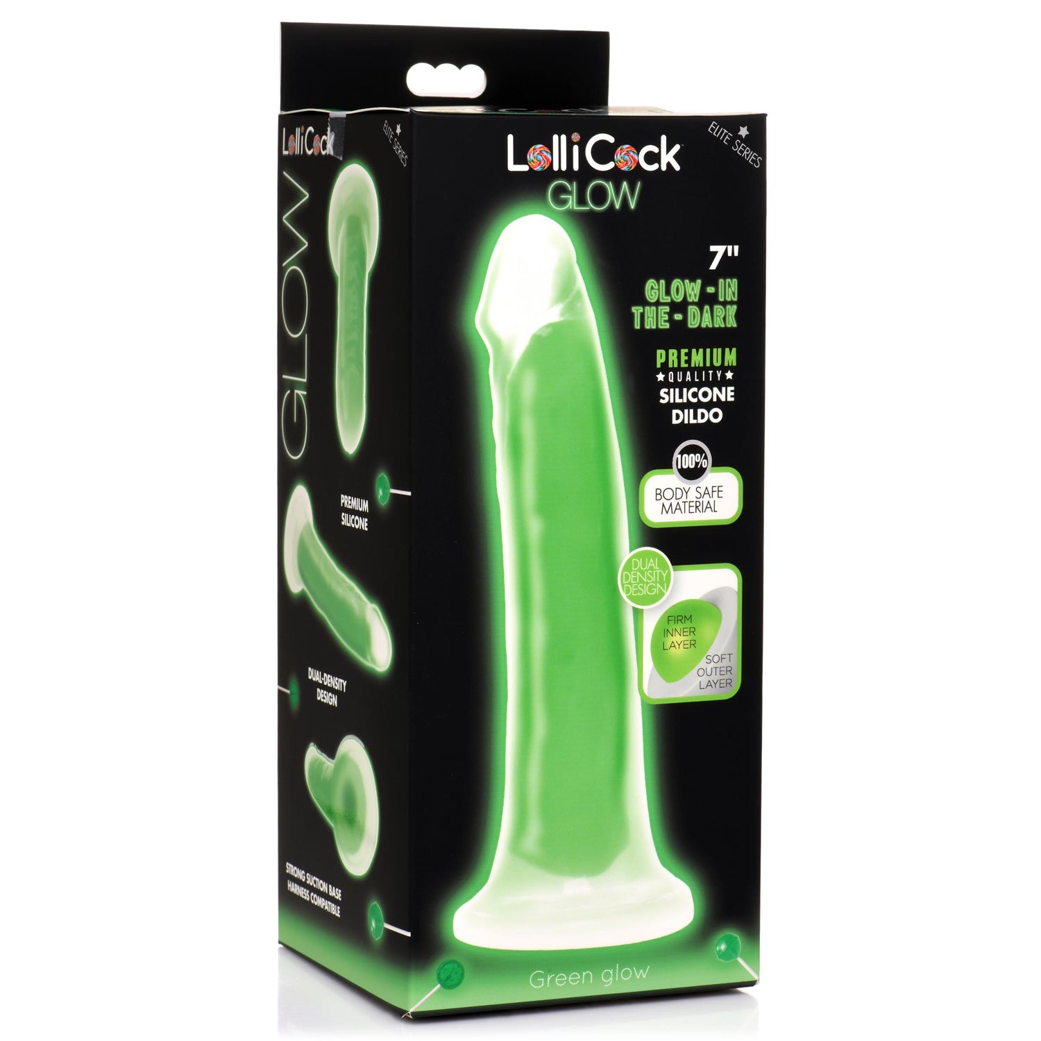 7 Inch Glow-in-the-Dark Silicone Dildo - Green