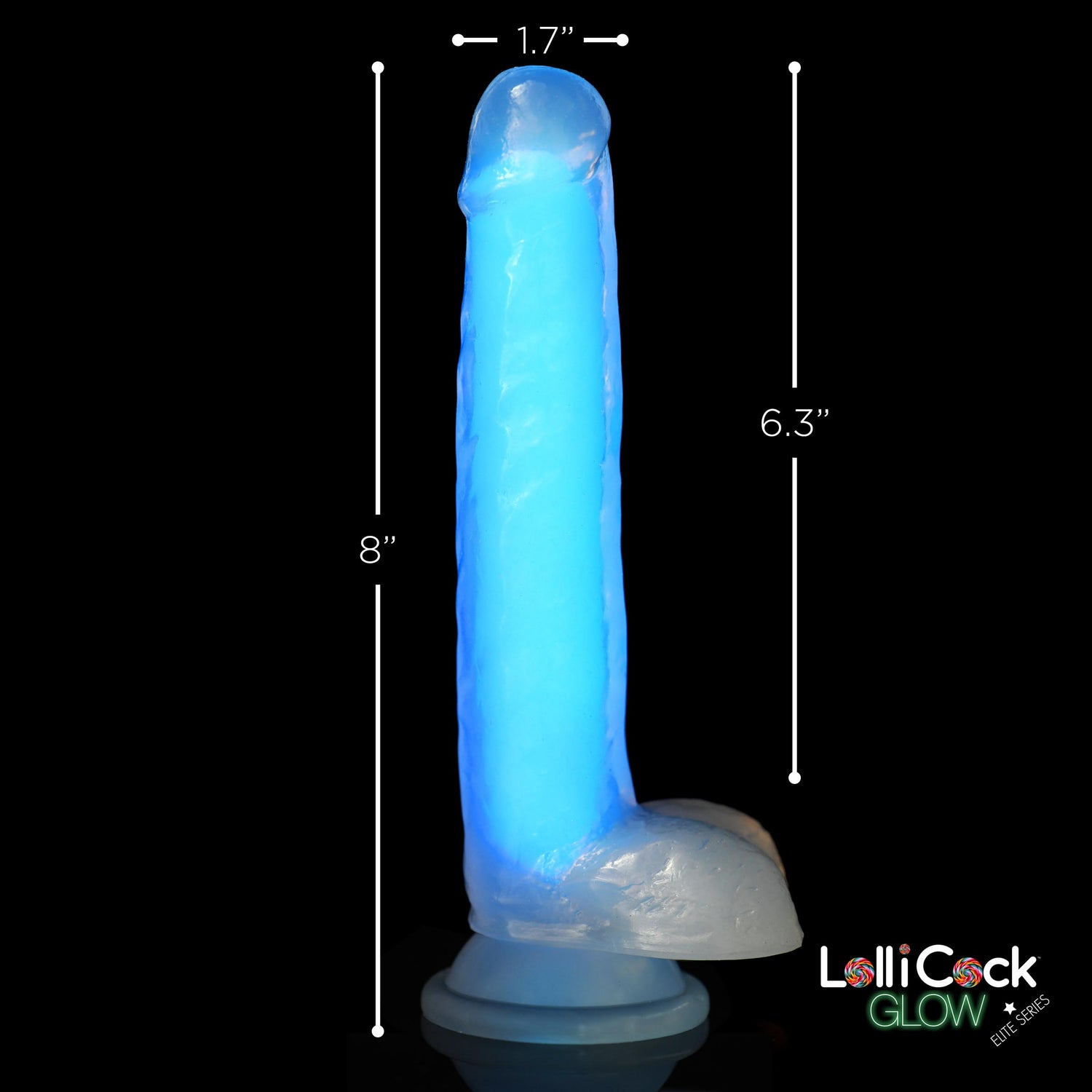 7 Inch Glow-in-the-Dark Silicone Dildo with Balls - Blue