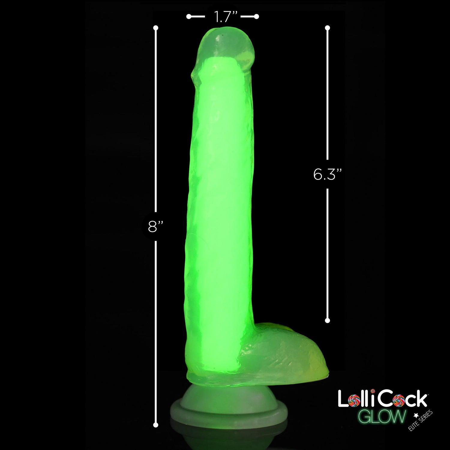 7 Inch Glow-in-the-Dark Silicone Dildo with Balls - Green