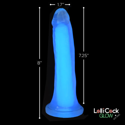 7 Inch Glow-in-the-Dark Silicone Dildo - Blue