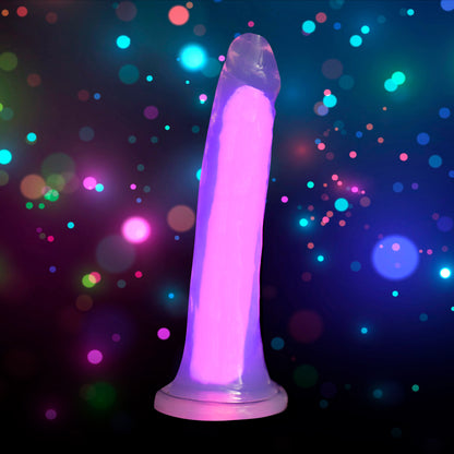 7 Inch Glow-in-the-Dark Silicone Dildo - Pink