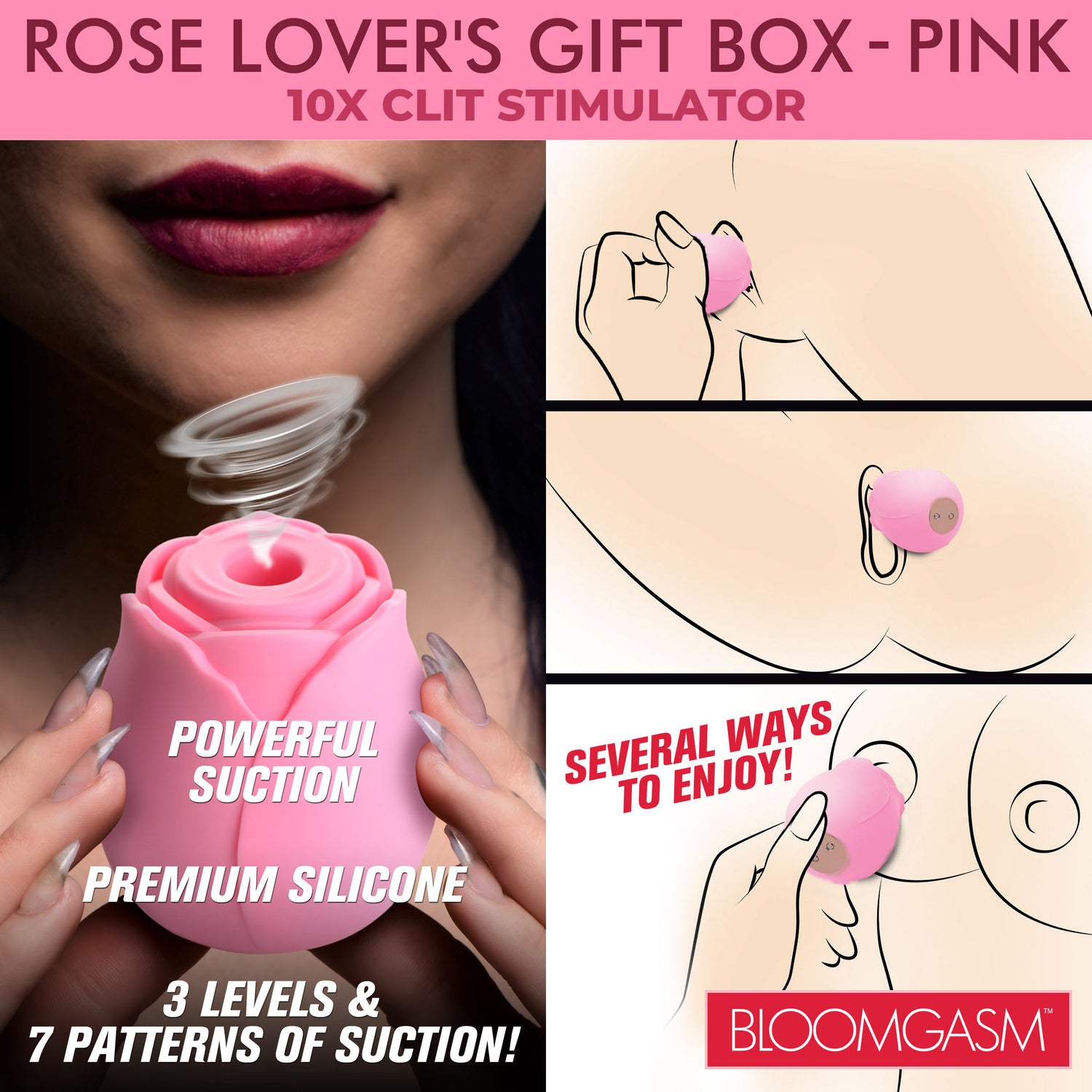 The Rose Lovers Gift Box 10x Clit Suction Rose - Pink