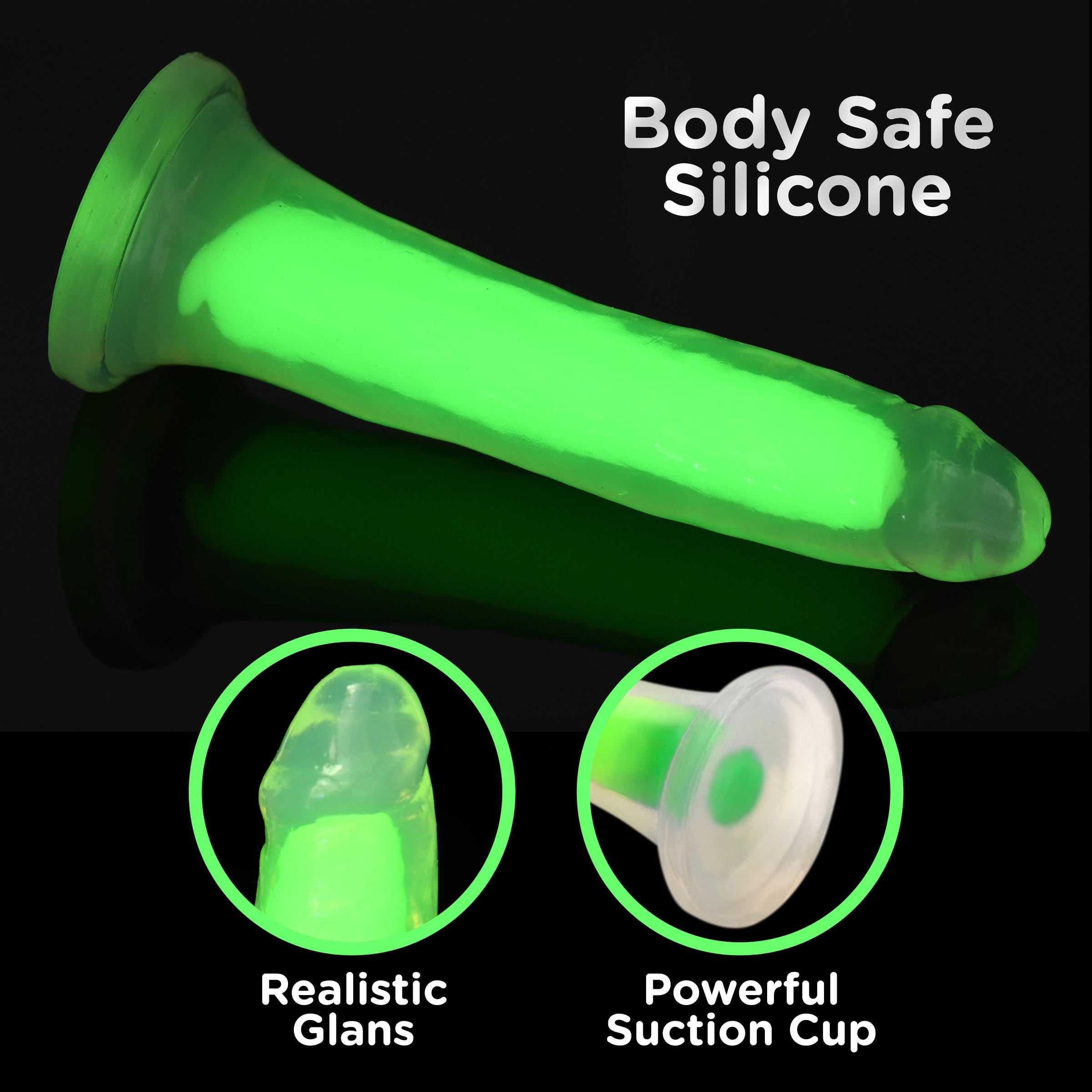 7 Inch Glow-in-the-Dark Silicone Dildo - Green